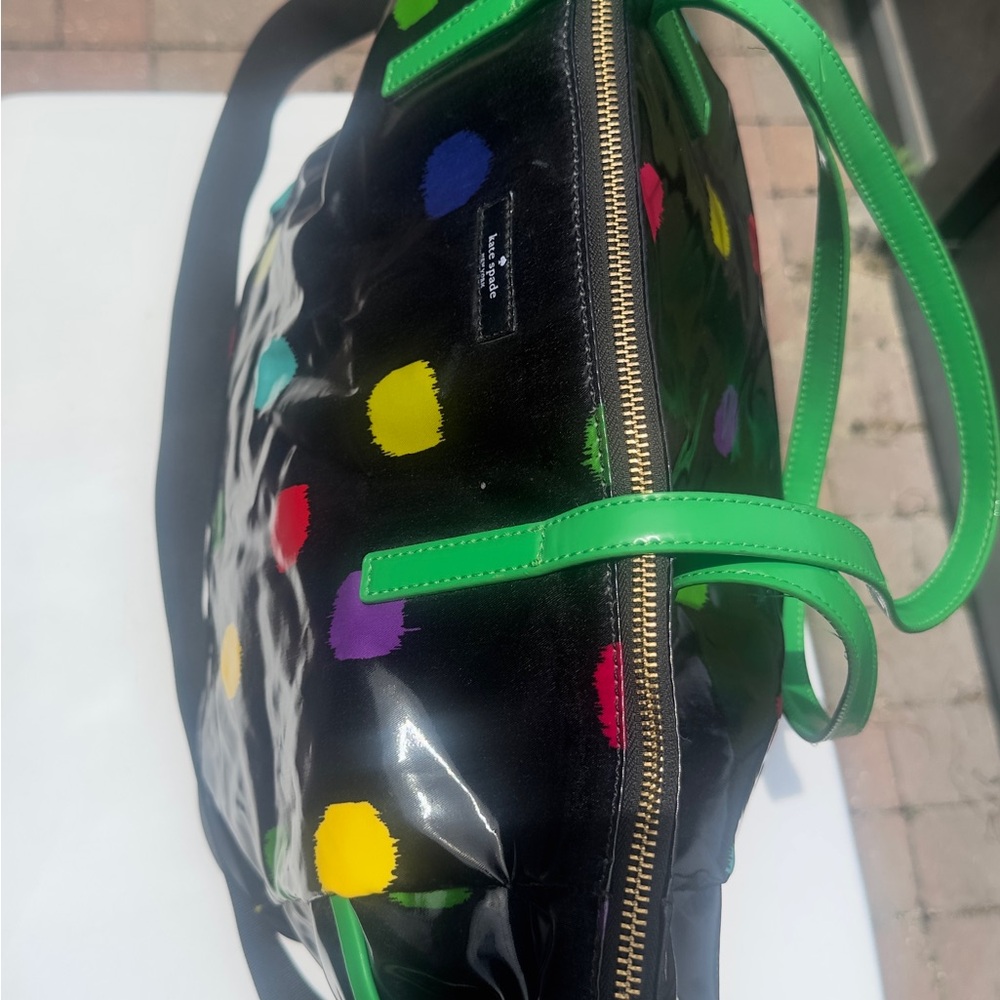 Kate Spade Large Diaper Bag Tote – Multicolor Polka Dot Patent Leather - Picture 6 of 13